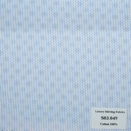 S03.049 Kevinlli S3 - Sơmi 100% Cotton - Xanh Dương Trắng Hoa Văn